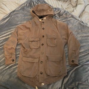 Brandy Melville olive/brown fleece lined coat